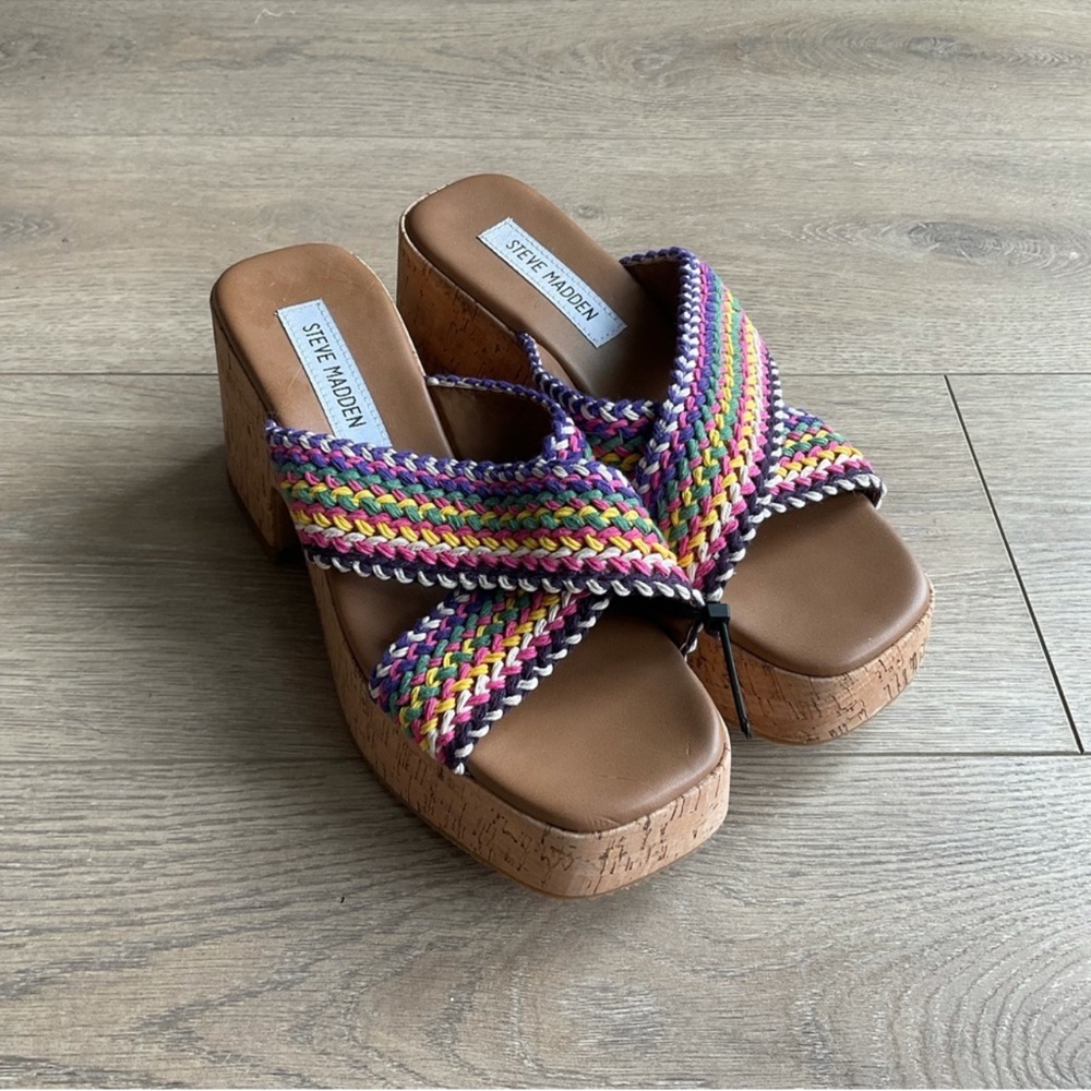 Steve Madden Colorful Woven Platform Sandals